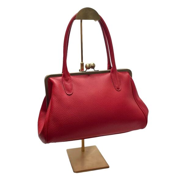 Taschenkinder Big Aurelie Leather Kisslock Frame Bag (Red) - Picture 1 of 12